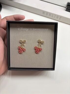 Disney x Baublebar Red Christmas Minnie Mouse Bow Dangle Earrings